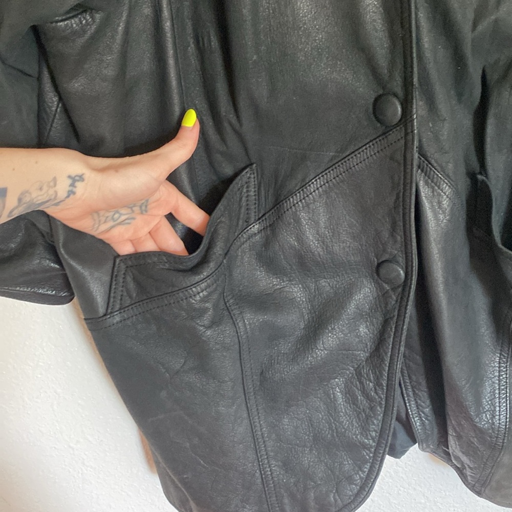 π€90s batwingβ Leather coat Vtg - Picture 5 of 11